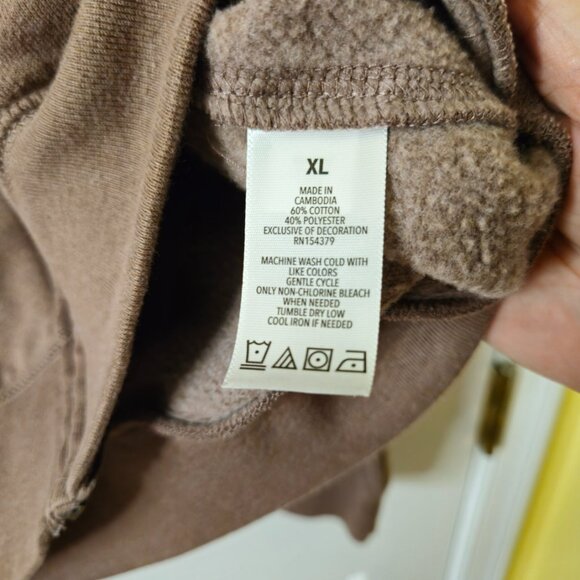 Aero 1987 Hoodie Womens Sz XL New York Flower Full Zip Pockets Taupe Fleece Line - Picture 6 of 7